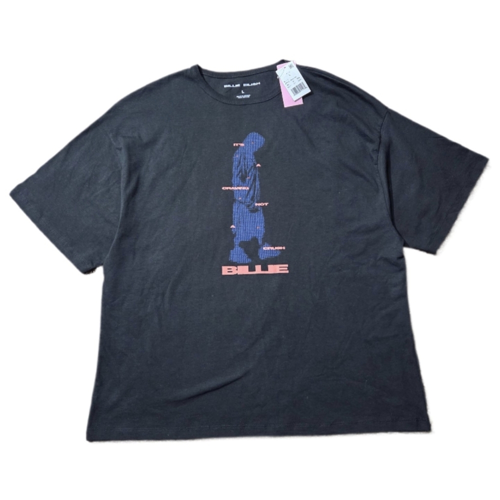 Billie Eilish Womens Size L Black Graphic Tee Craving Not A Crush New With Tags